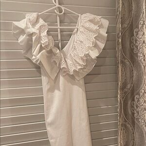 Zara White Dress with Ruffles